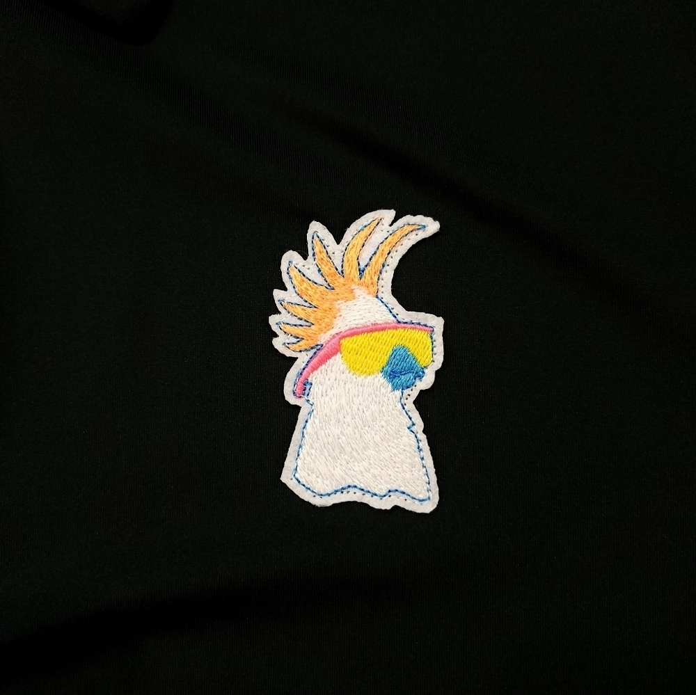 Chubbies Mens Performance Polo Shirt Size Large Parrot Logo Black Golf - Picture 2 of 8
